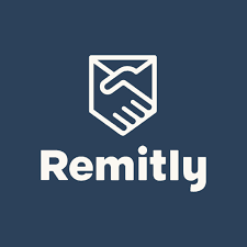 Remitly logo with handshake in an envelope on dark background.